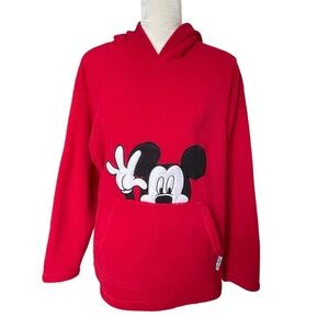 Vintage Disney Mickey Unlimited Red Fleece Hoodie Size M Mickey Mouse Cozy
